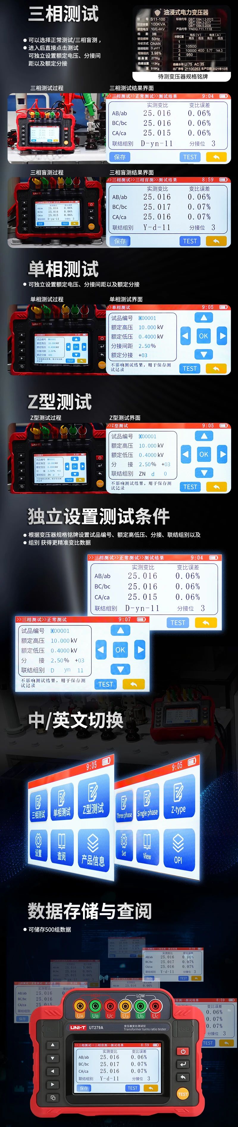 優(yōu)利德UT279A變壓器變比測試儀