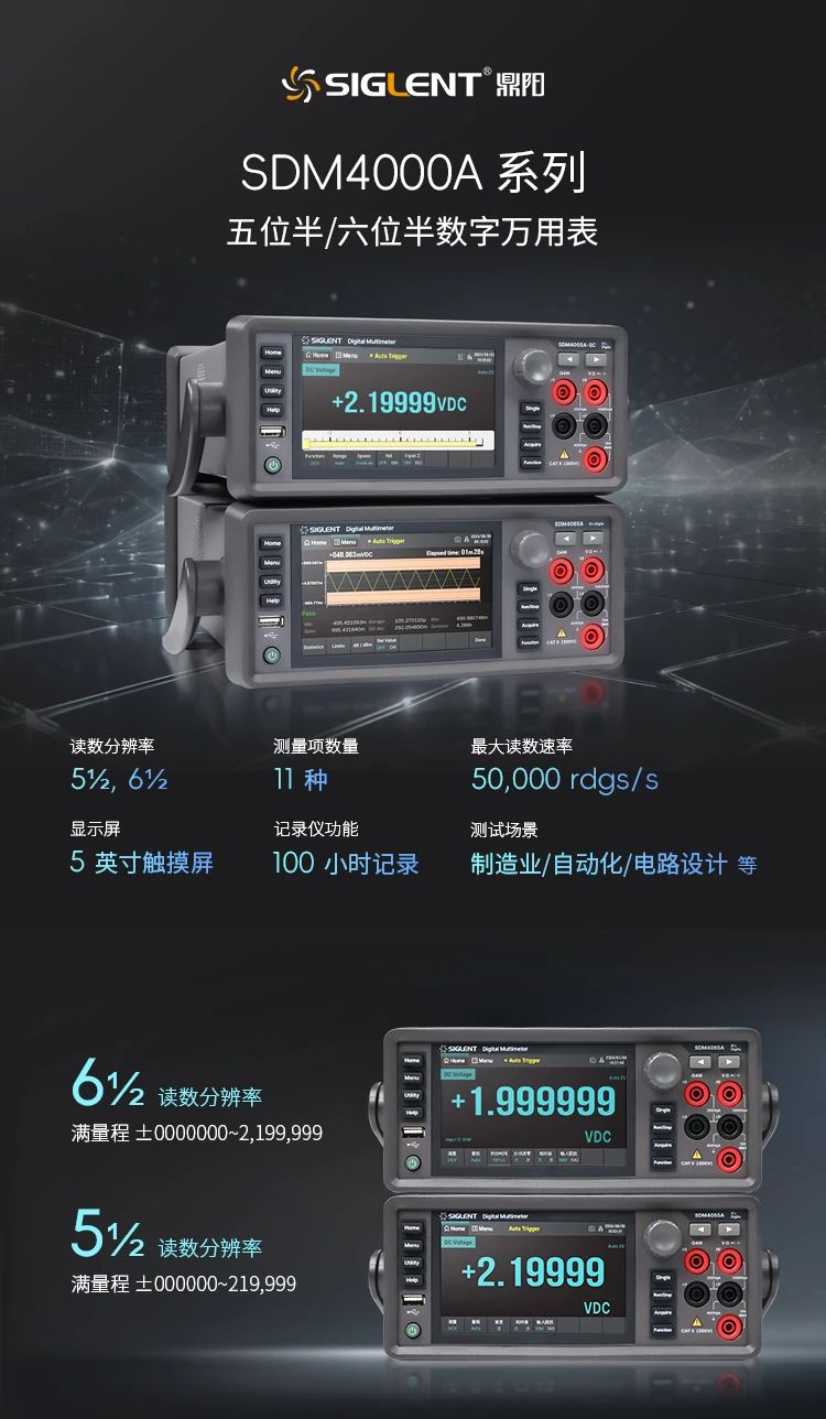 鼎陽科技發(fā)布SDM4000A系列五位半/六位半數(shù)字萬用表
